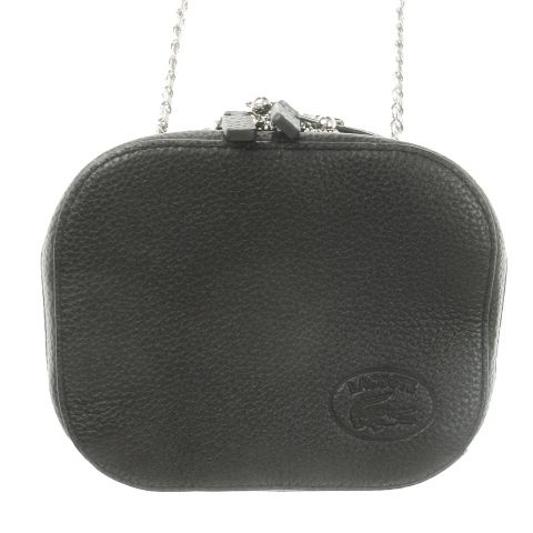 LACOSTE ブラック レザー ショルダーバッグ BN5556 ○ LACOSTE ラコステ ショルダーバック レザー ブラック
