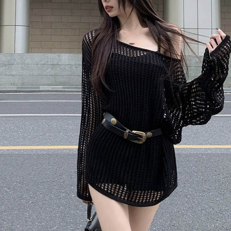 ヒステリックグラマー　ニット　オフショルダー長袖トップス グレー STYLING | HYSTERIC GLAMOUR ONLINE STORE ヒステリックグラマー
