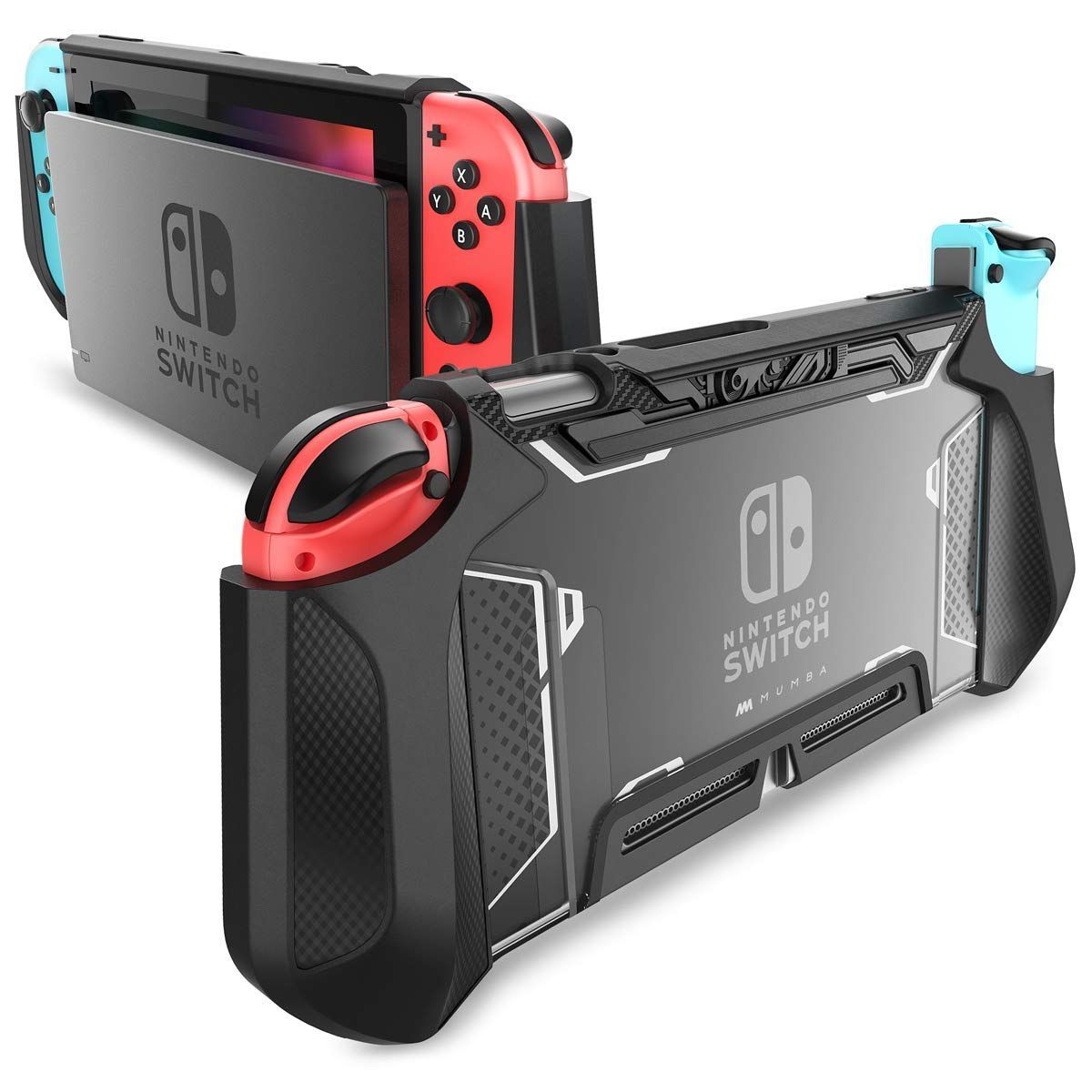 TPUグリップ 保護カバー ケース ドッキング可能 アクセサリー 用 Nintendo SwitchとJoy-Con Nintendo コントローラー対応 [Blade Switch シリーズ] (ブラック Mumba Nintendo Switch)