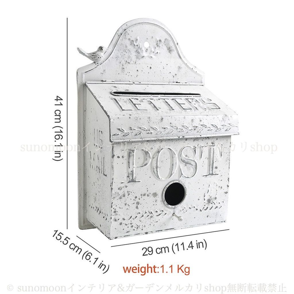 雑貨 ガーデン インテリア ヴィンテージ調 おしゃれ 庭 お洒落 庭の装飾 壁掛け ガーデン雑貨 シャビーシック シャビー加工 エレガント ホワイト ヨーロッパスタイル風 ガーデニング 8-14 白 ポスト ガーデンインテリア STEELWINDOWSANDDOORS_COM