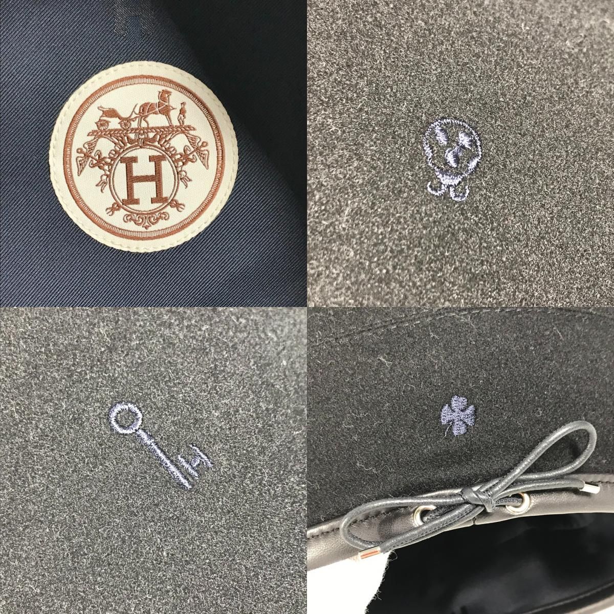 HERMES エルメス ベレー帽 サントノーレ チャーム カシミヤ