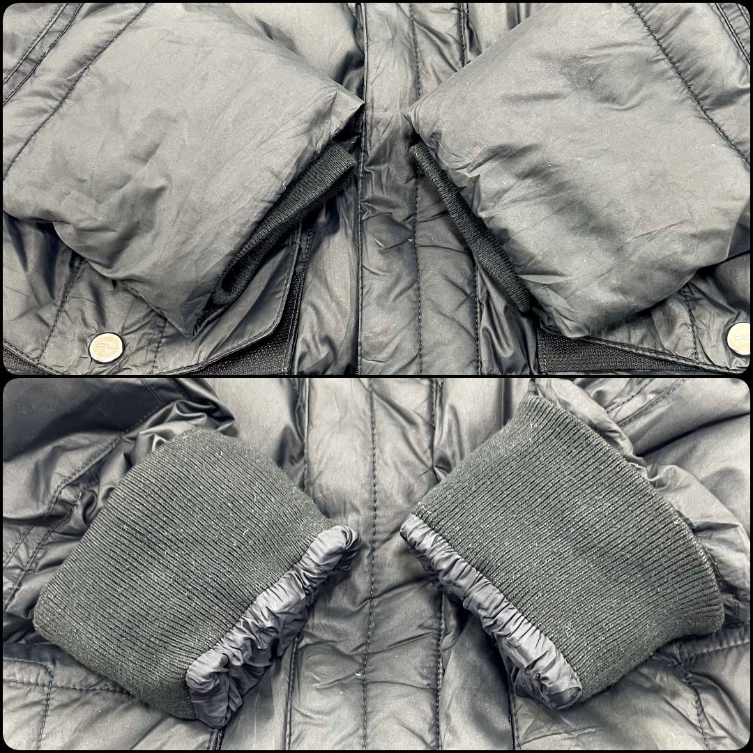 US古着 POLO RALPH LAUREN ポロラルフローレン ファー付きダウンコート キッズ 女の子 ブラック STEELWINDOWSANDDOORS_COM