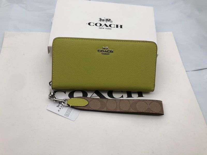 コーチ長財布 COACH 財布 レモンイエロー シグネチャー アコーディオン