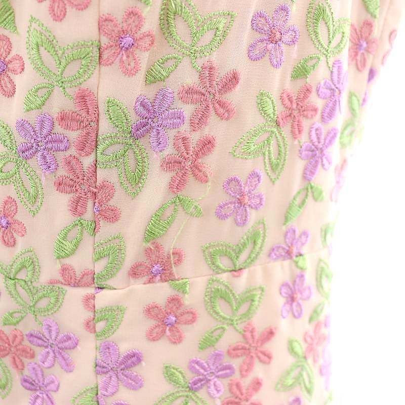 トッカ TOCCA 花柄刺繍 フレンチスリーブ ワンピース ミモレ