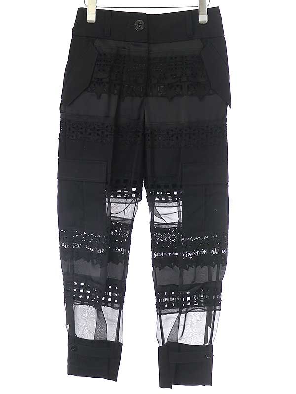 sacai サカイ 21SS グラフィックメッシュパネルカーゴパンツ ブラック