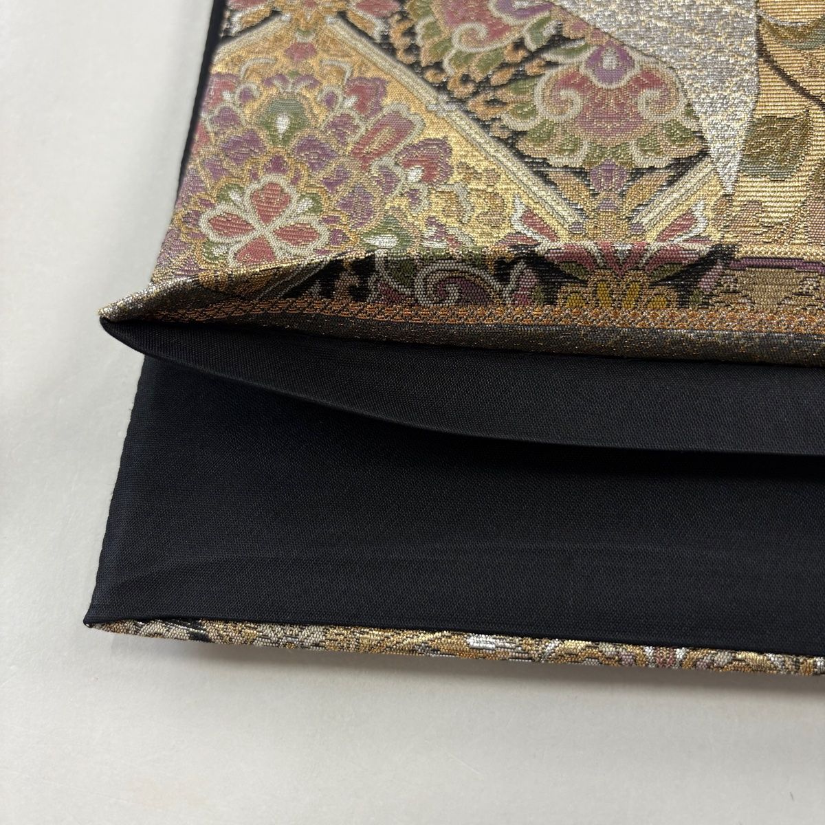 袋帯 美品 秀品 扇 華文 金糸 箔 銀色 六通 正絹 【中古