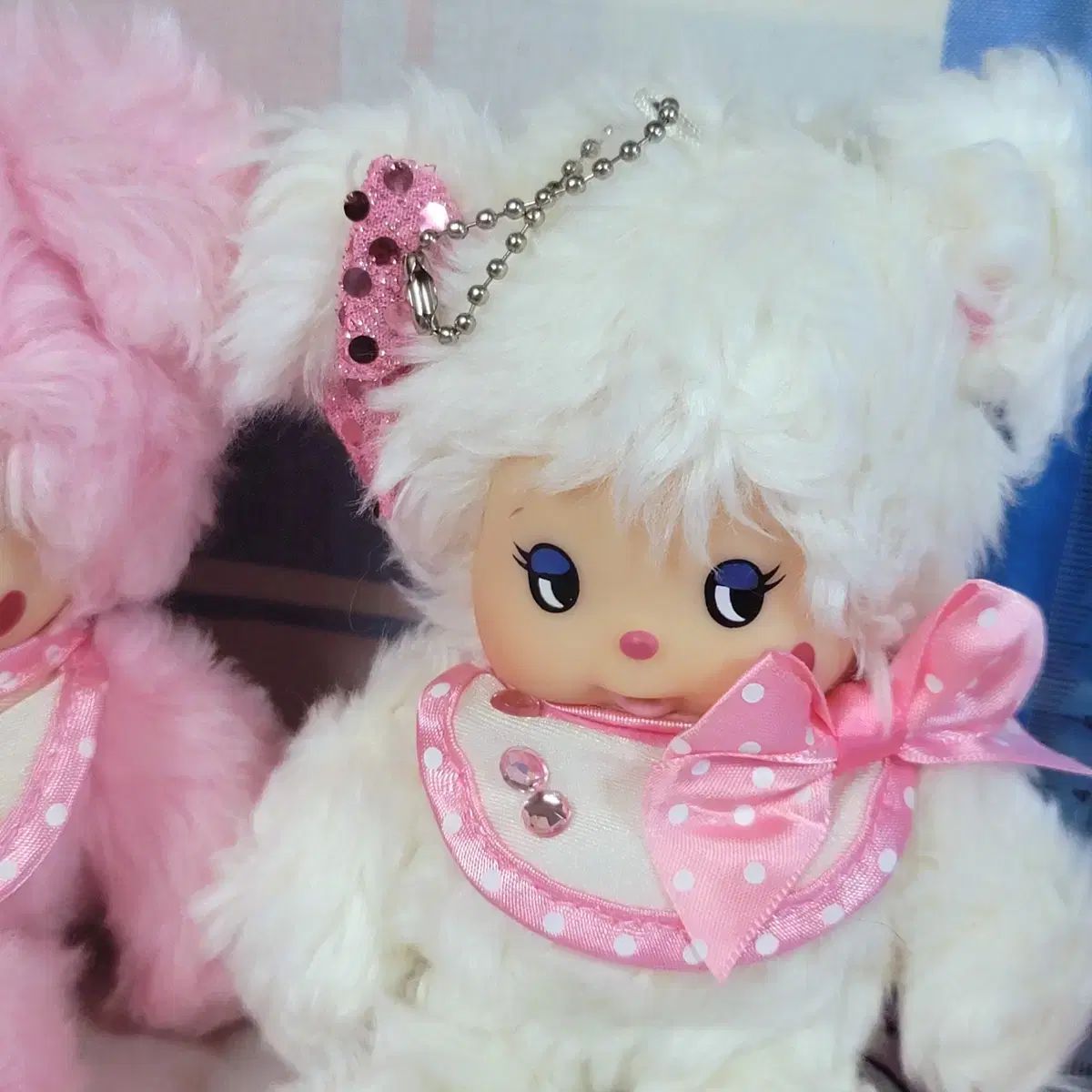 モンチッチ キーホルダー ピンクリボン 顔でか モンチッチ