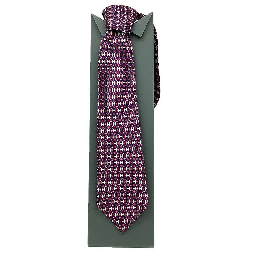 HERMES エルメス ネクタイ H柄 ネイビー aq 12102