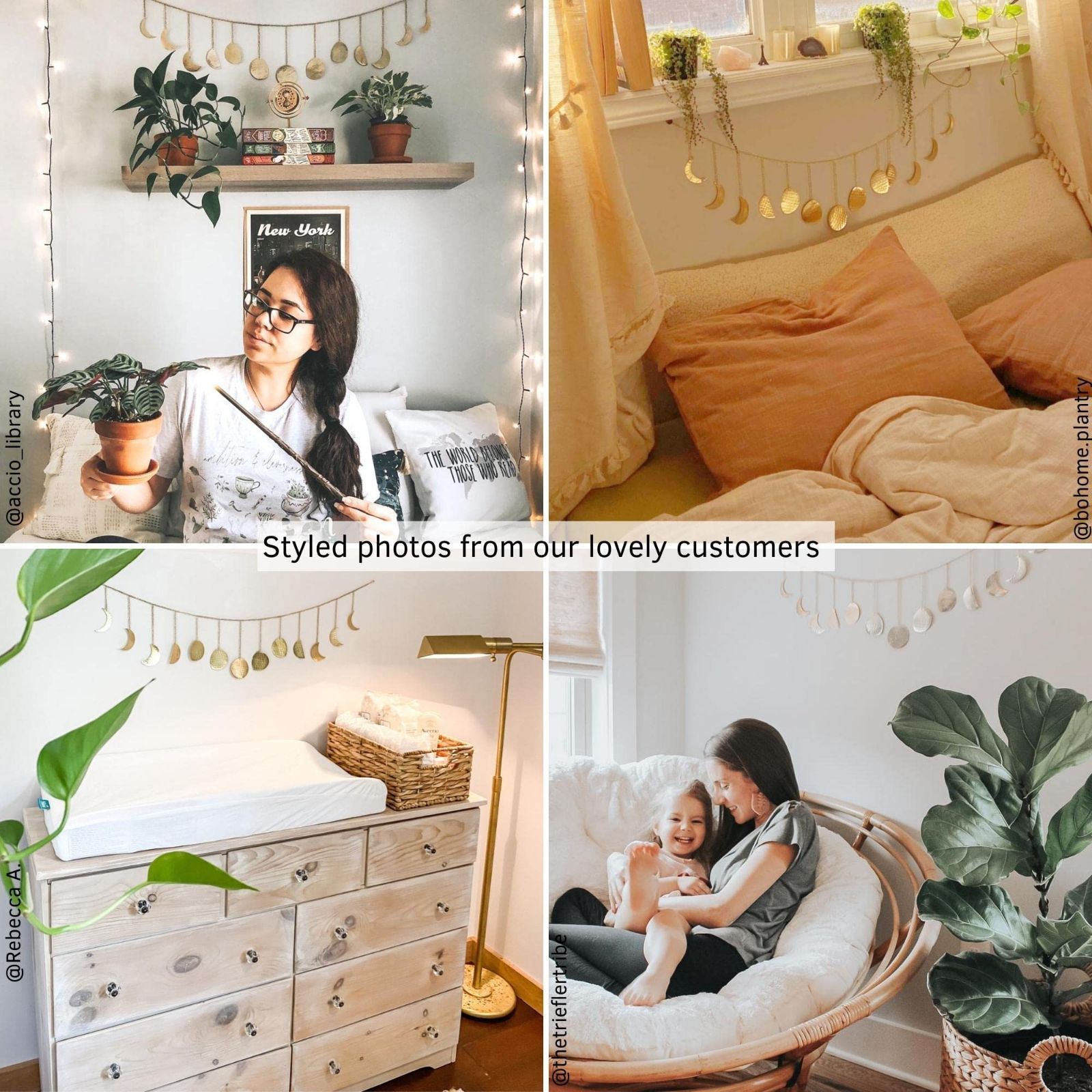 お部屋のアクセントに　ハンドメイド月相ガーランド お部屋のアクセントにハンドメイド月相ガーランド