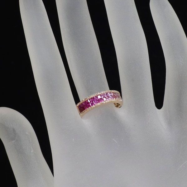 K18PG ピンクサファイア ルビー ダイヤモンド リング 0.55ct R0