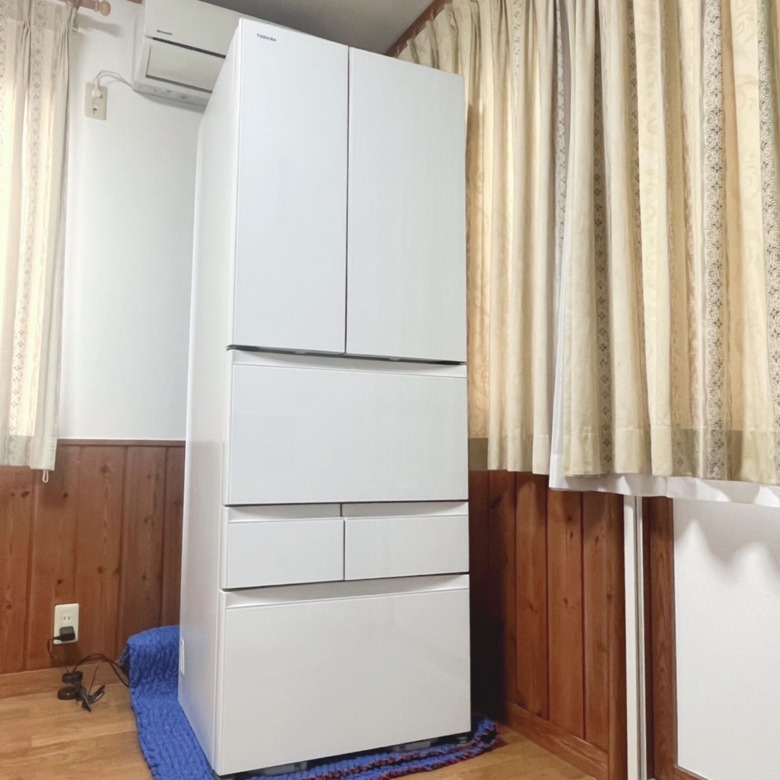 取付無料！東芝ベジータ真ん中野菜室おしゃれホワイトインテリア6ドア