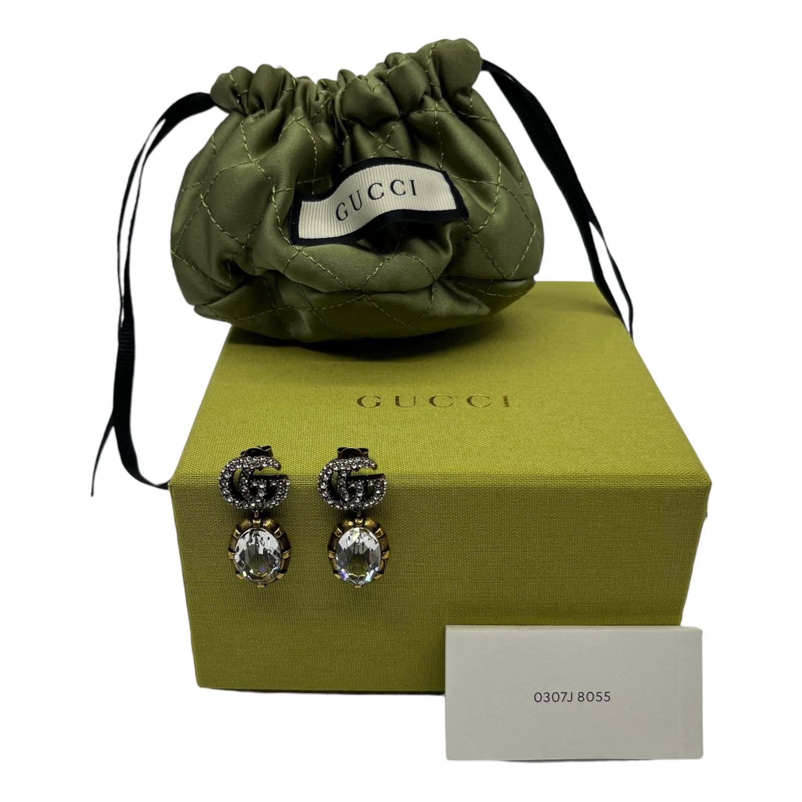 GUCCI(グッチ) Double G crystal gold earrings ダブルG クリスタル