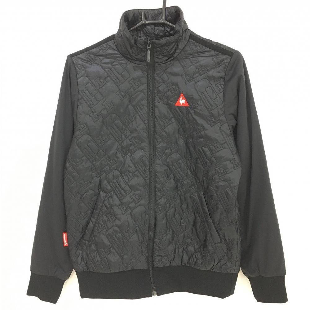 SALE価格【美品】ルコック 切替中綿ジャケット 黒 キルティング ロゴ刺しゅう 裏起毛 レディース L ゴルフウェア le coq sportif