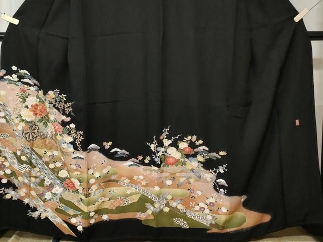 GON様ご確認用正絹黒留袖　作家物　花車文　金彩　② GON様ご確認用正絹黒留袖 作家物 花車文 金彩 ② - メルカリ