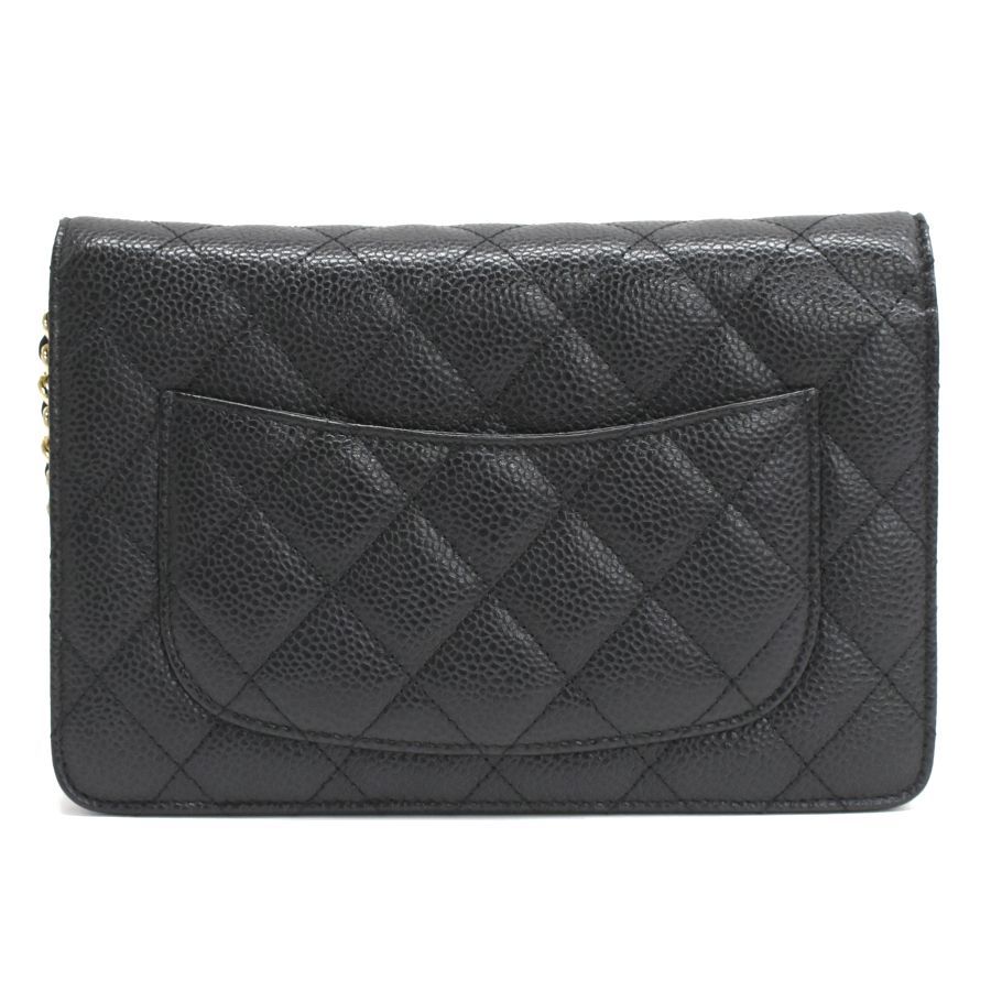 シャネル|チェーン|ショルダーウォレット|バッグ|マトラッセ|キャビアスキン|ブラック|ゴールド金具|CHANEL
