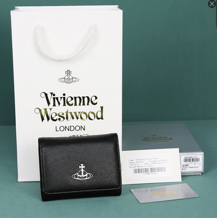新品 Vivienne Westwood三つ折り 財布 エナメル ブラック ヴィヴィアン