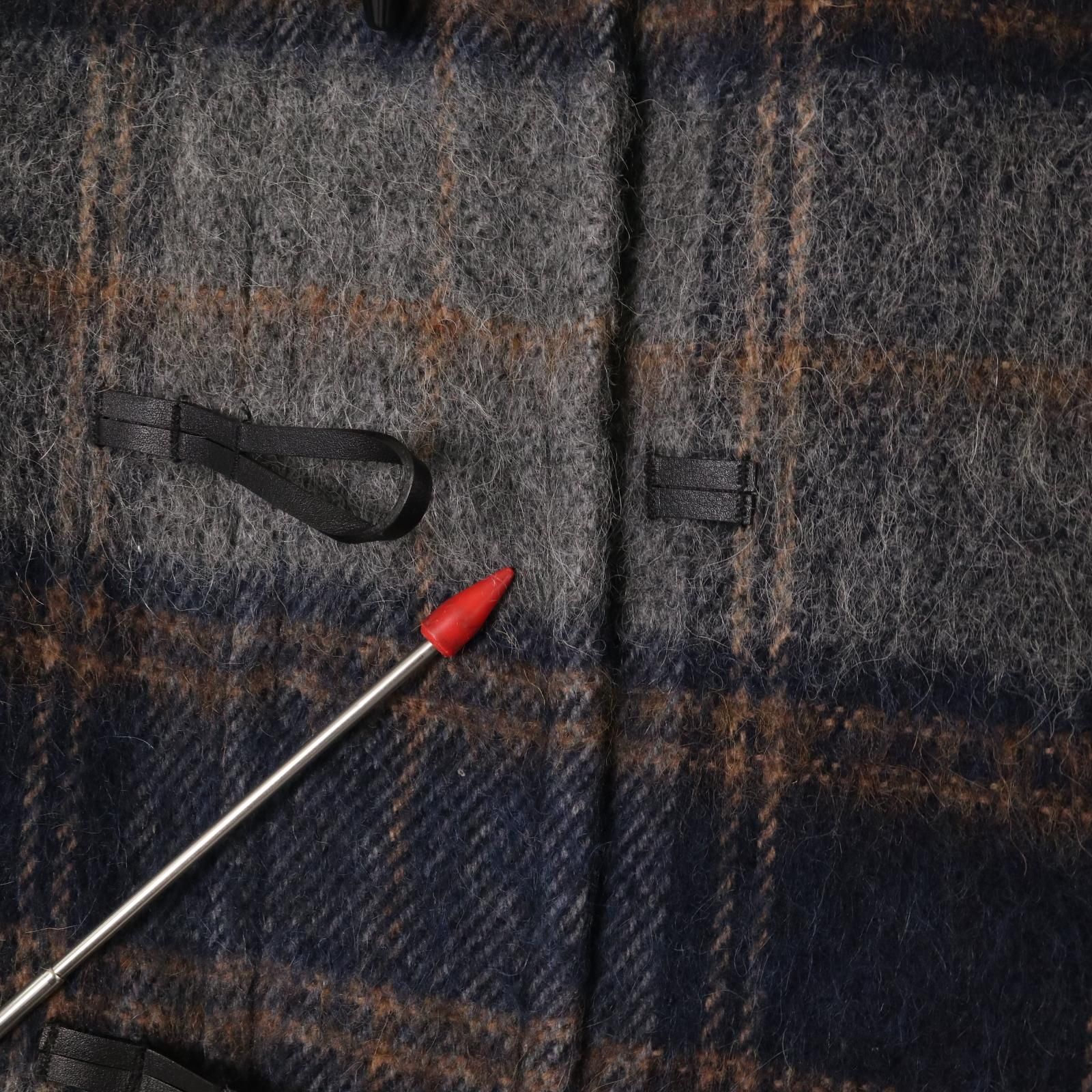 COACH コーチ ウール ダッフルコート チェック グレー (レディース M  