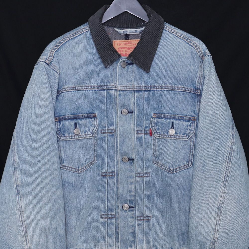 STUSSY × LEVI'S Embossed Trucker Jacket Mサイズ ライトインディゴ