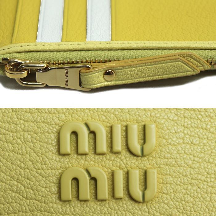 miu miu ミュウミュウ コインケース イエロー 箱付き Miu Miu ミュウ ミュウ マドラス フラグメントケース コイン