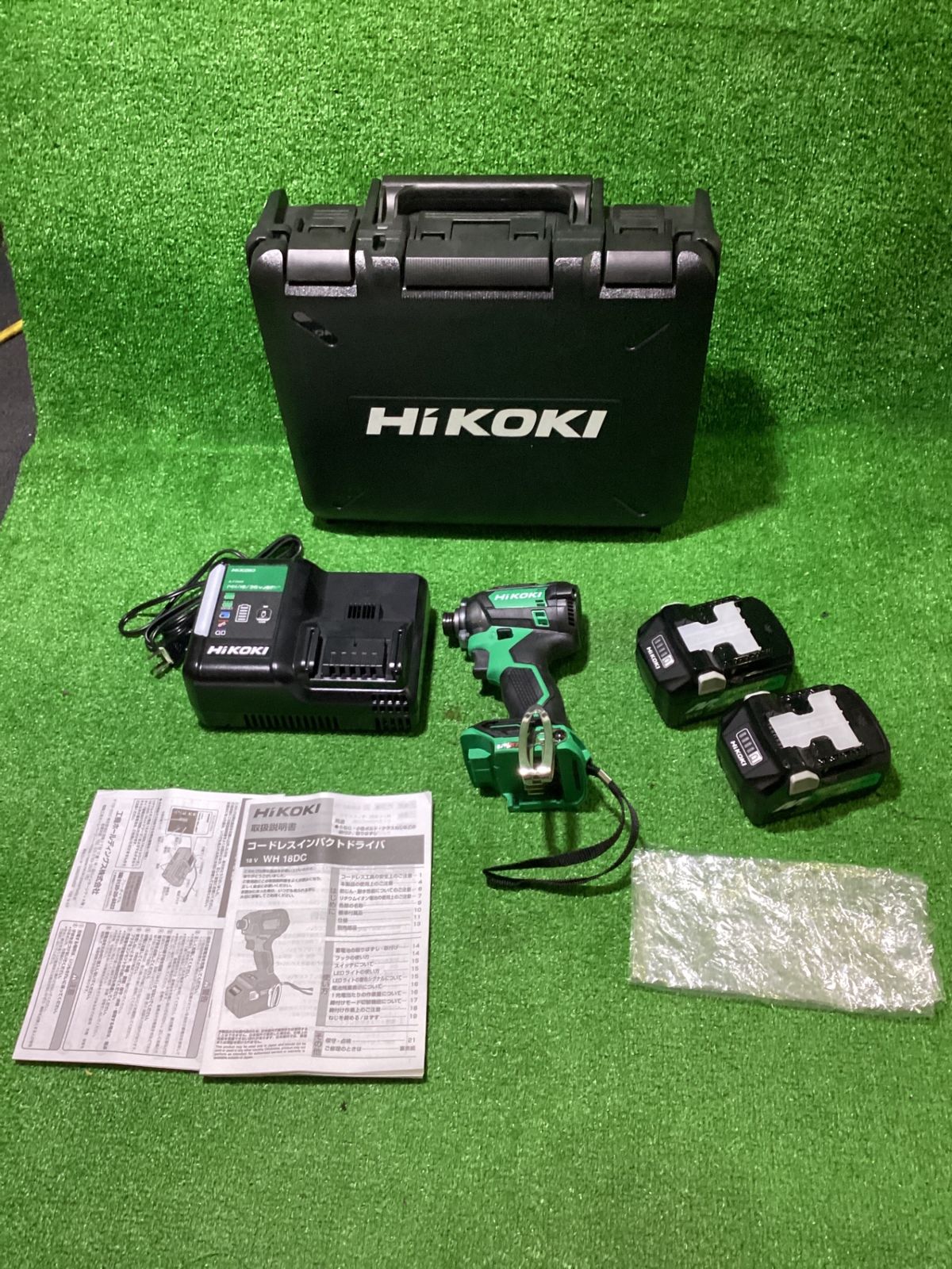 HiKOKI ハイコーキ 18V 充電式 インパクトドライバー 最大締付トルク180N m アグレッシブグリーン マルチボルト畜電池×2個 充電器 ケース付 ビット別売り WH18DC 2XP A-6