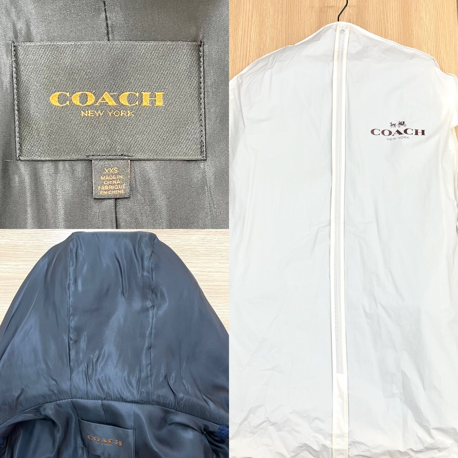 COACH コーチ F86047 ダッフル ジップアップ チェック ロングコート