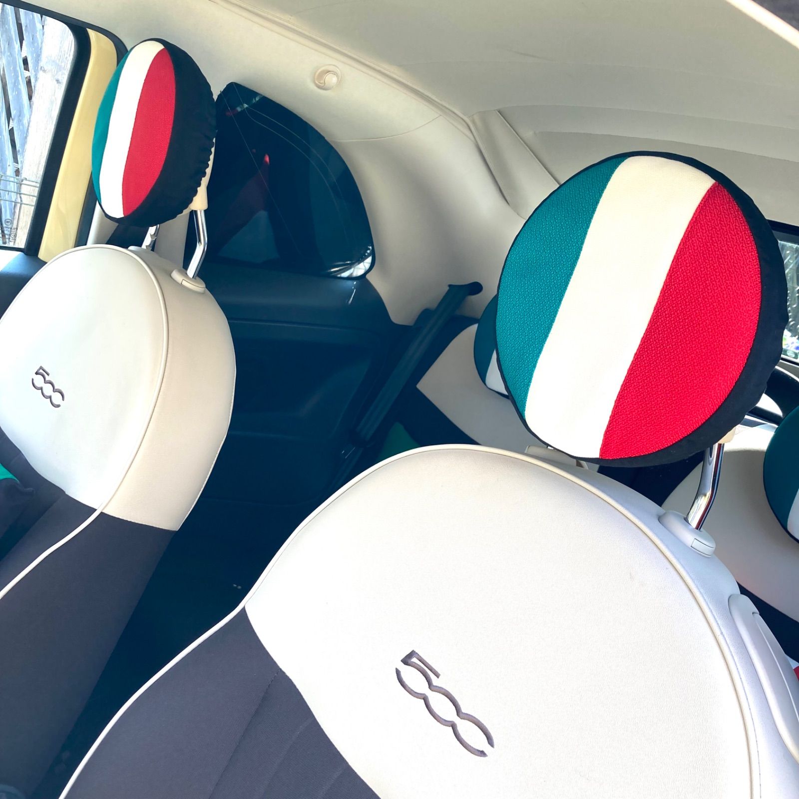 FIAT500 ヘッドレストカバー2点セット（ブラック）ハンドメイド - メルカリ