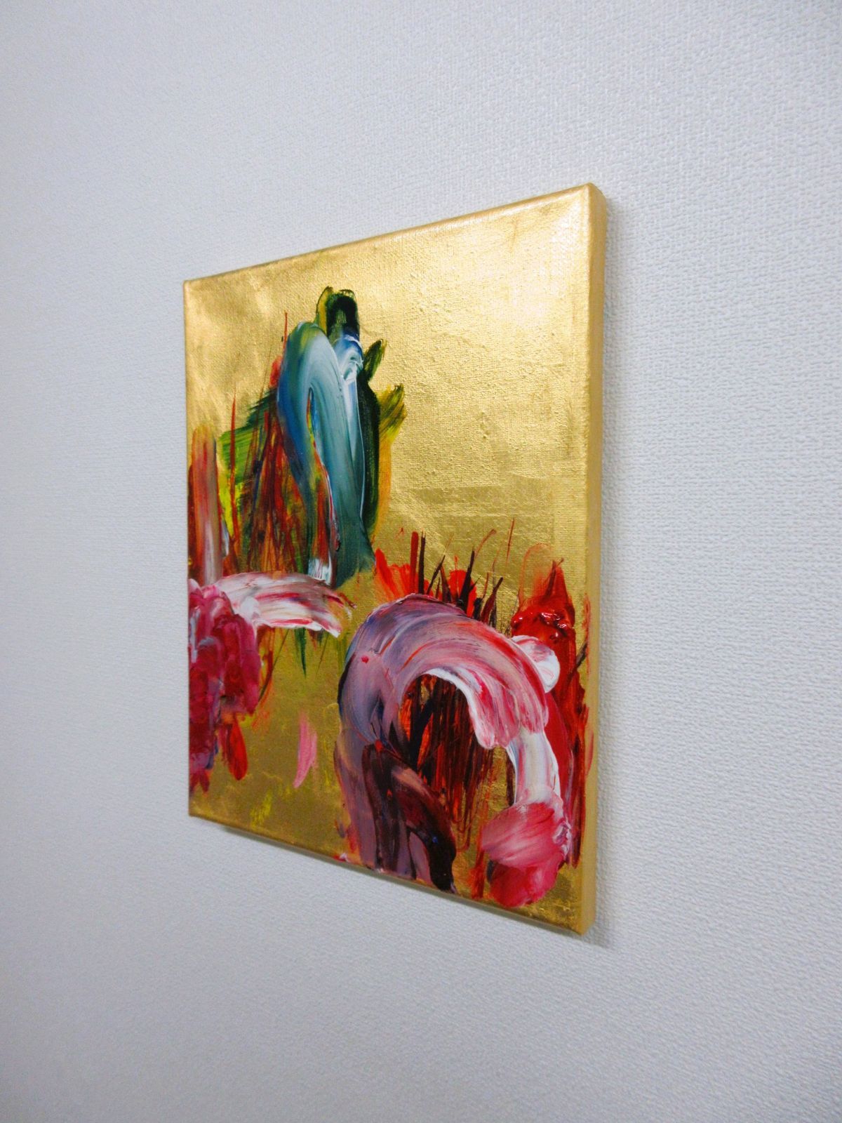抽象アクリル画 金箔アート 淡い波の金箔抽象画 PALE WAVES ABSTRACT w/ Gold foil – Artbar