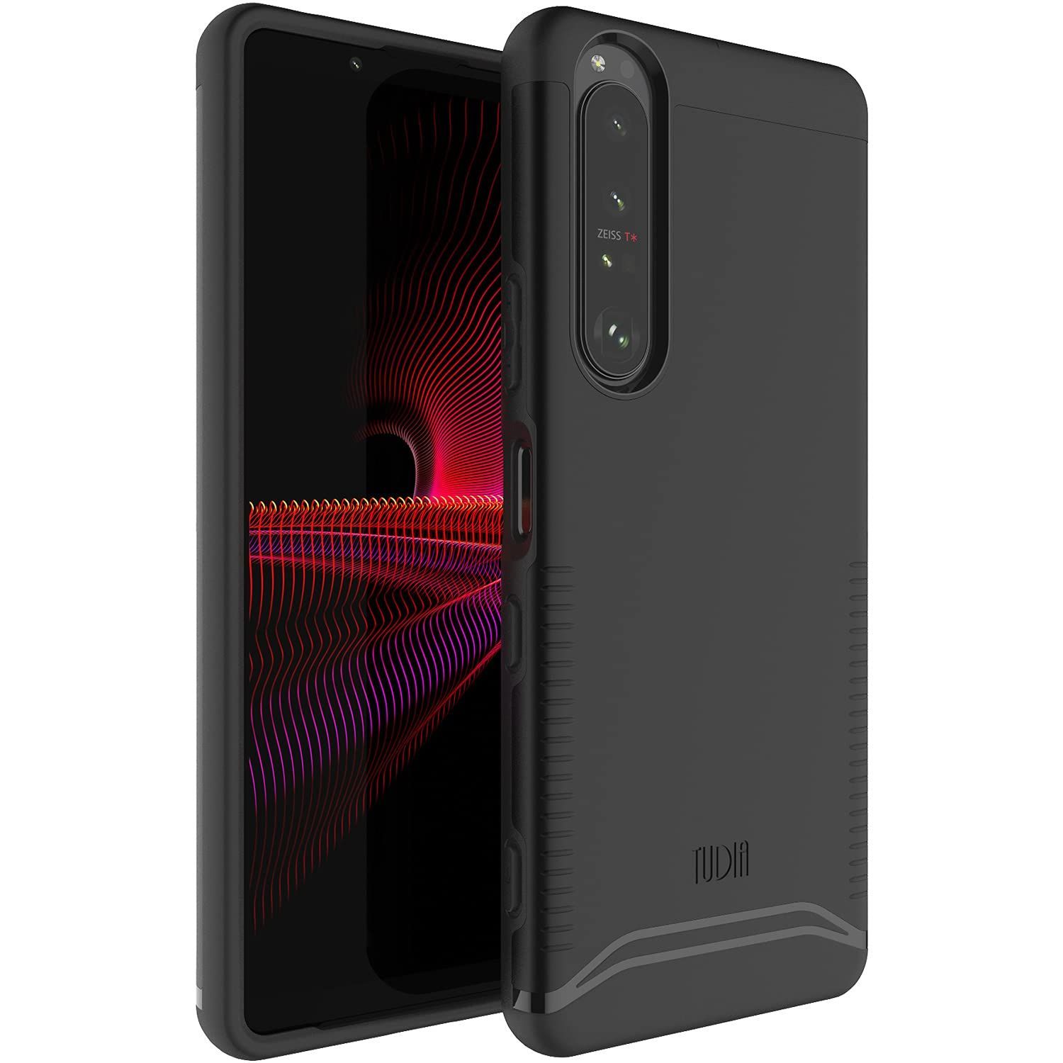 TUDIA Xperia 1 III [SOG03 | SO-51B] ケース、「マージ」米軍MIL規格 2層保護 耐衝撃性超薄型ハードTPU保護ケースXperia 1 III - マットブラック
