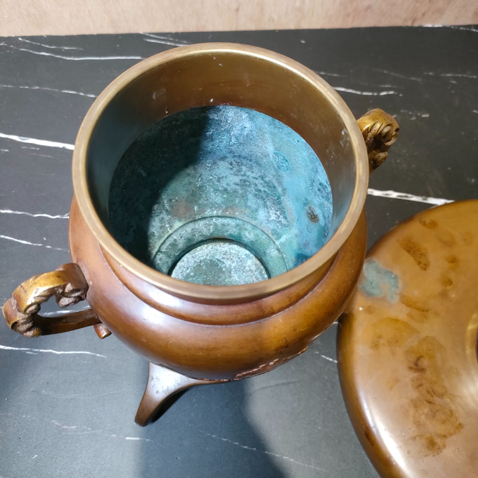 古美術 古銅造 竹節 蝸牛 花瓶 古作 時代物 極上品 初だし品 a7063｜銅製