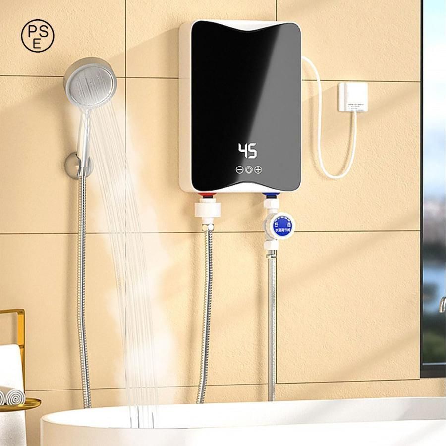 電気給湯器 温水器ミニ小型電気温水ヒーターインスタント温水器3秒速度加熱 3500W LCDディスプレイ温度 過熱保護 節電 節水 水温30℃～55℃調節 防水設計