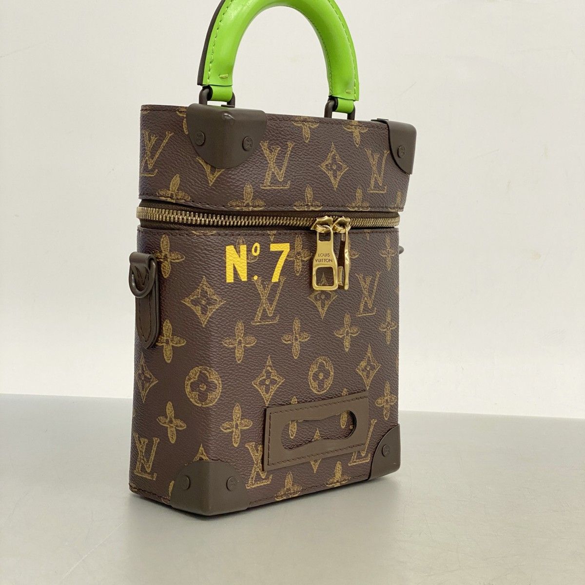 5mb1605 ルイヴィトン ハンドバッグ モノグラム ヴェルティカル ボックス トランク M59664 ブラウン グリーン 2wayバッグ メンズ