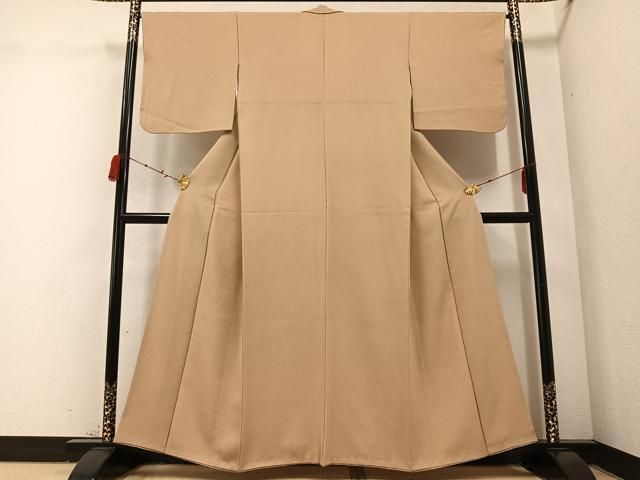 平和屋着物●上質な色無地 飴色 正絹 AABC3663ph