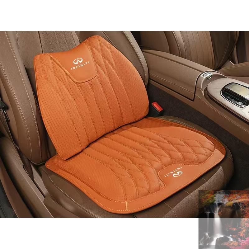 【美品?新品未使用】 ◆インフィニティ◆オレンジ◆シートクッション 車用 シートカバー ナッパ レザー 腰当て 滑り止め 弾性 座布団1点+腰クッション1点 CCYKDQ026