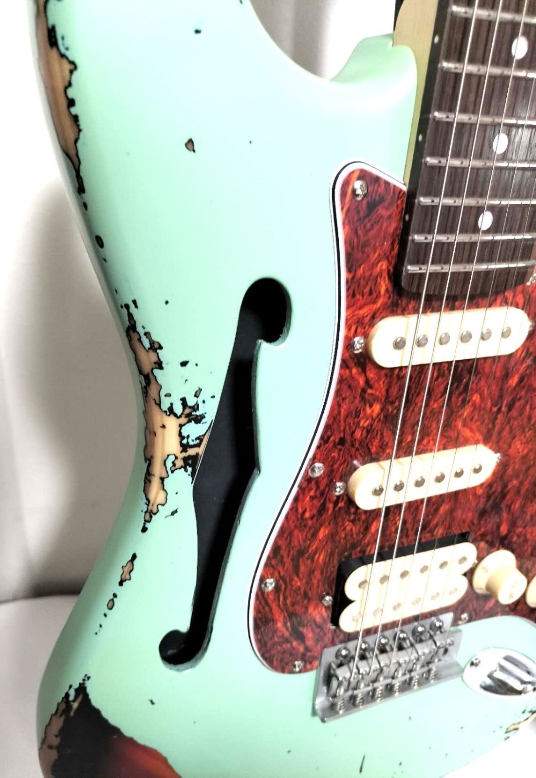 ストラトシンライン ハードレリックサーフグリーン SSH ステンレスフレット