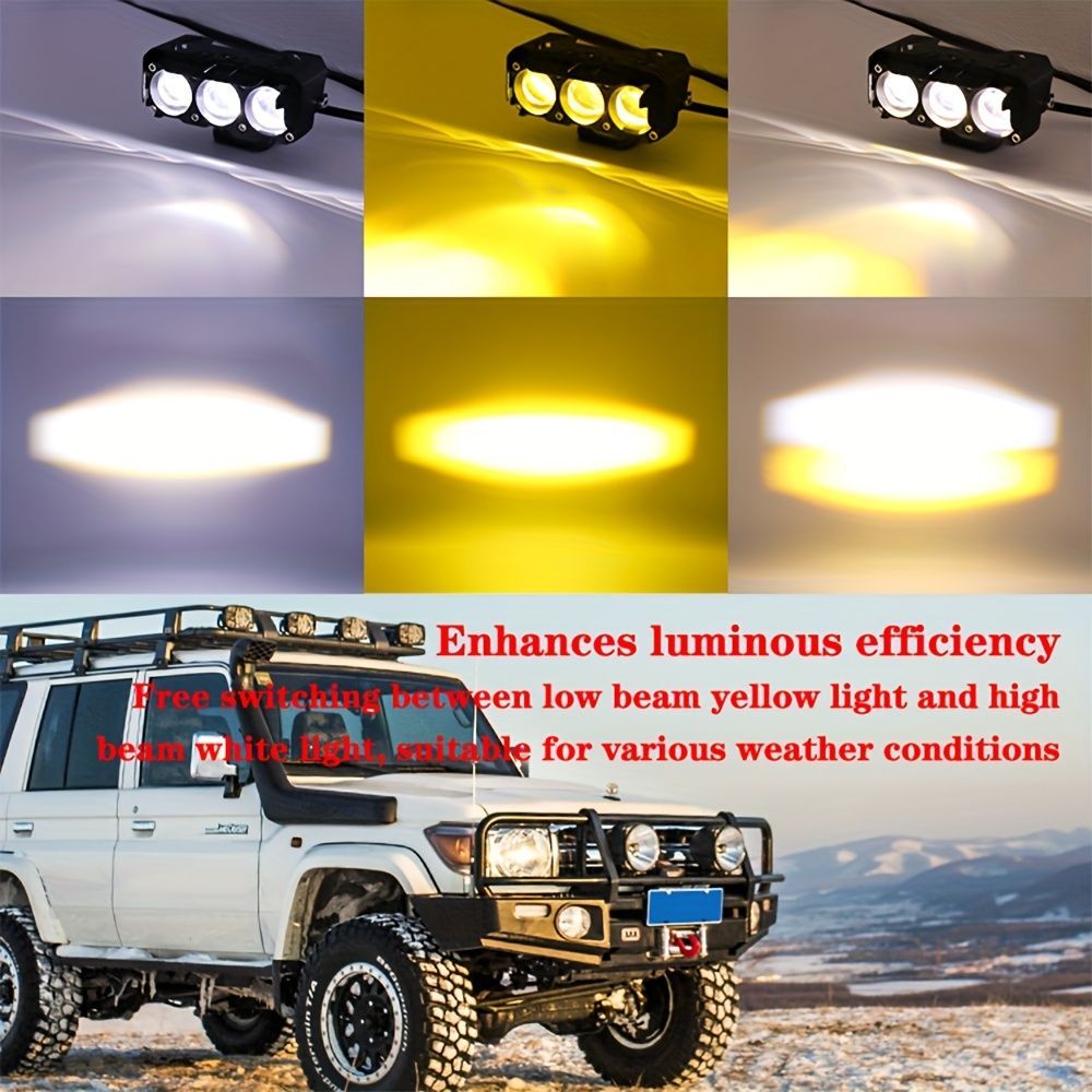 2個セット LEDヘッドライト 8cm 車用 バイク 3レンズ