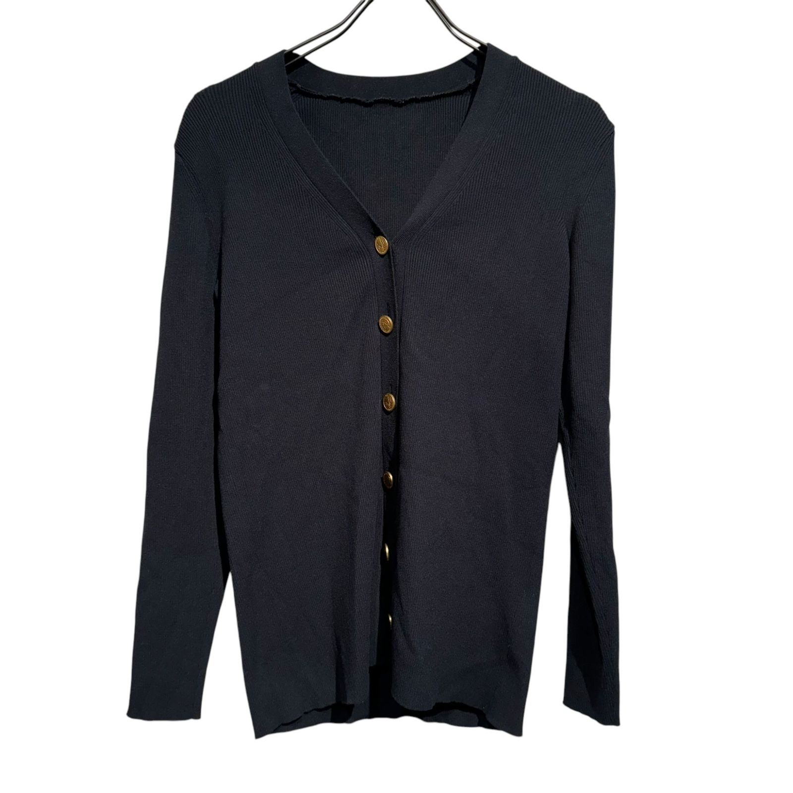 未使用品 ミューズ ドゥーズィエム クラス MUSE de Deuxieme Classe 24AW DINER RIB リブVネックカーディガン 長袖 ストレッチ 薄手 紺 追加 *DINER RIB Vネックカーディガン（カーディガン