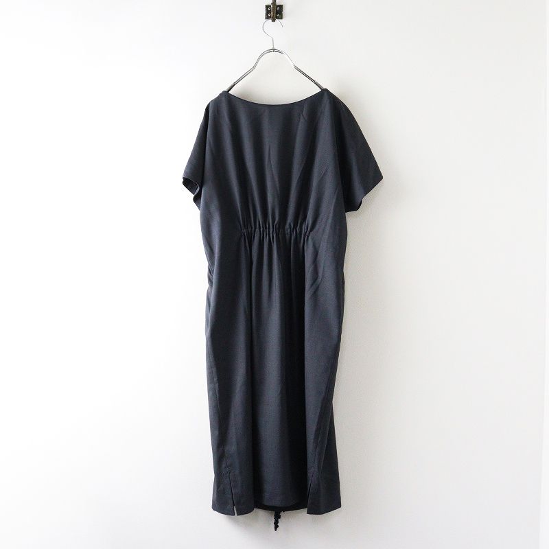 ♥ 定9.3万円 2025SS ミナペルホネン mina perhonen floraleaf 刺繍レース フレンチスリーブドレス 38 チャコール┃ 2400014629101