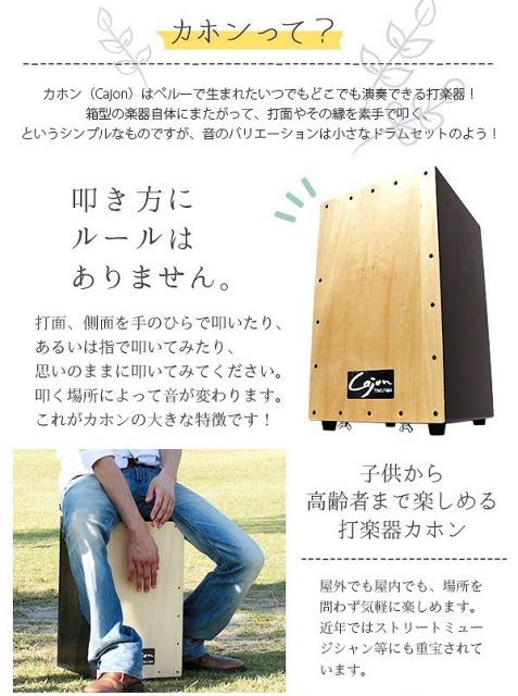 カホン 響線4本 3点セット 打楽器 Cajon ビギナー 余興