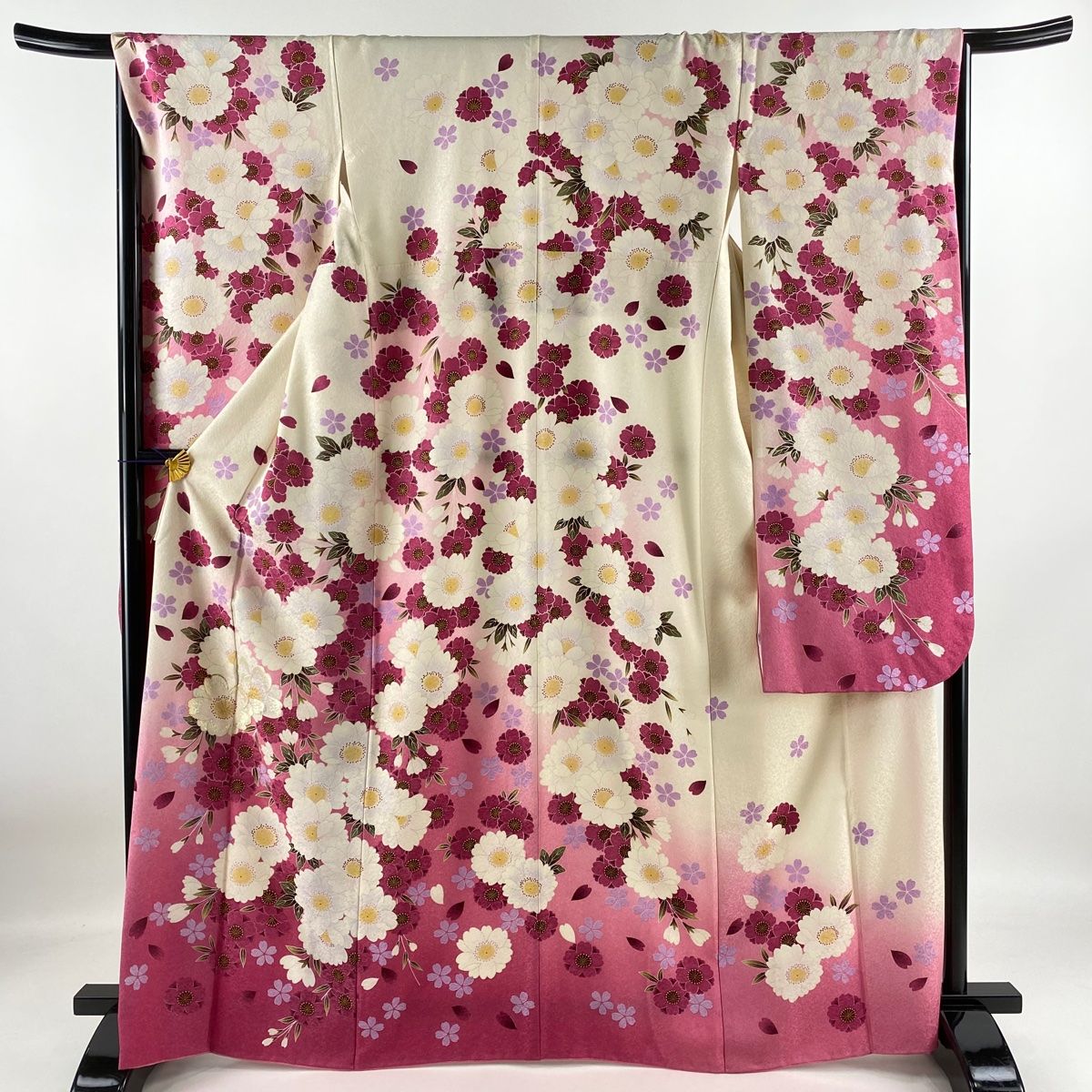 振袖 身丈165cm 裄丈66cm M 袷 桜 銀通し 刺繍 白 正絹 美品 