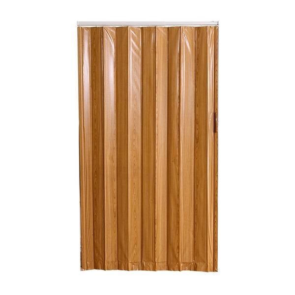 つっぱり木目調アコーディオンドア 約100×175cm ナチュラル〔〕