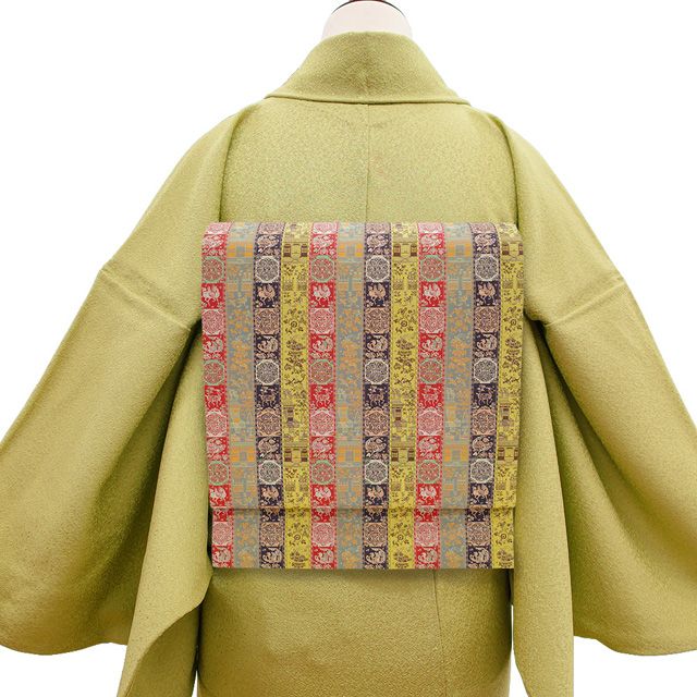 ★年内でメルカリ仕舞、龍村 全通袋帯 美品(新品購入試着→) 新古品】 龍村美術織物 開き仕立て 正絹 全通 京袋帯 たつむら 赤 黄