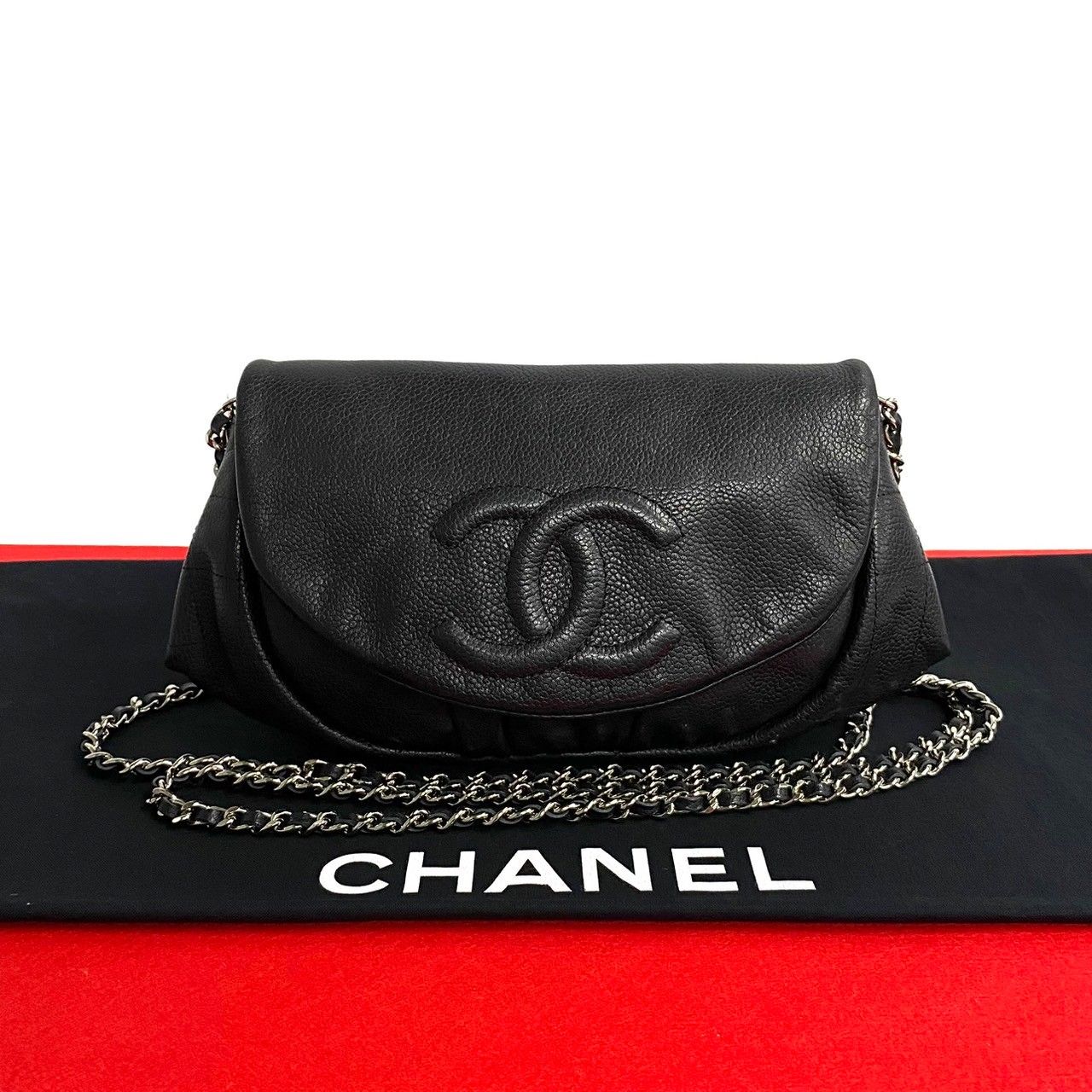 極 美品 シール有 12番台 CHANEL シャネル ハーフムーン チェーン 