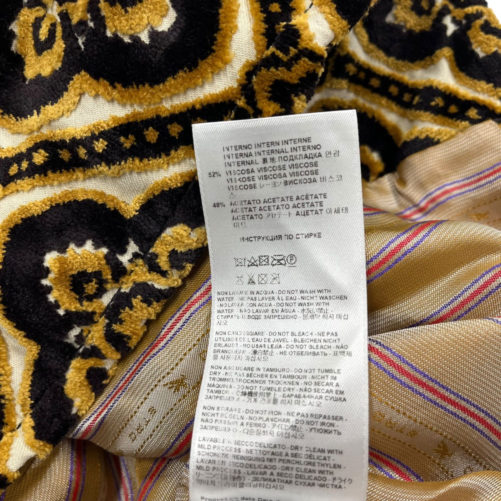 美品 エトロ ETRO ベロア花柄 ショート丈 ジャケット 42、L、11号