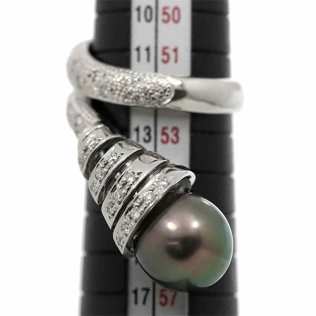 リング 12号 黒蝶真珠 10.8mm ダイヤ 0.30ct Pt プラチナ パール 指輪 South Sea pearl Ring 90241621  - メルカリ