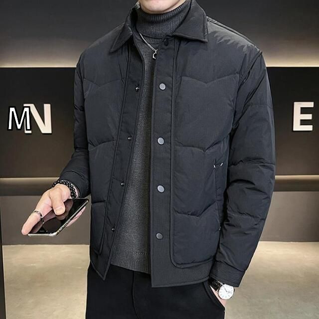 M 秋冬 コーデ メンズ 服 シンプル ファッション オシャレ 大人 かっこいい 大きいサイズ ストリート 紳士服 ダウン ジャケット アウター 暖かい カジュアル コットンコート