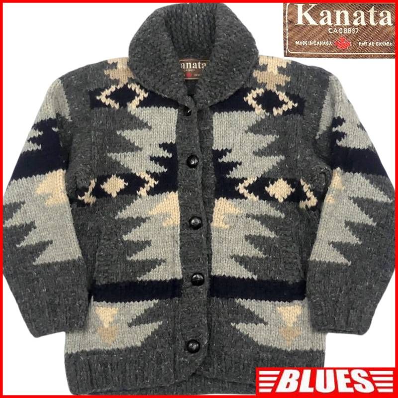 KANATA カウチンセーター カナダ製 ネイティブ柄 TALONジッパー 