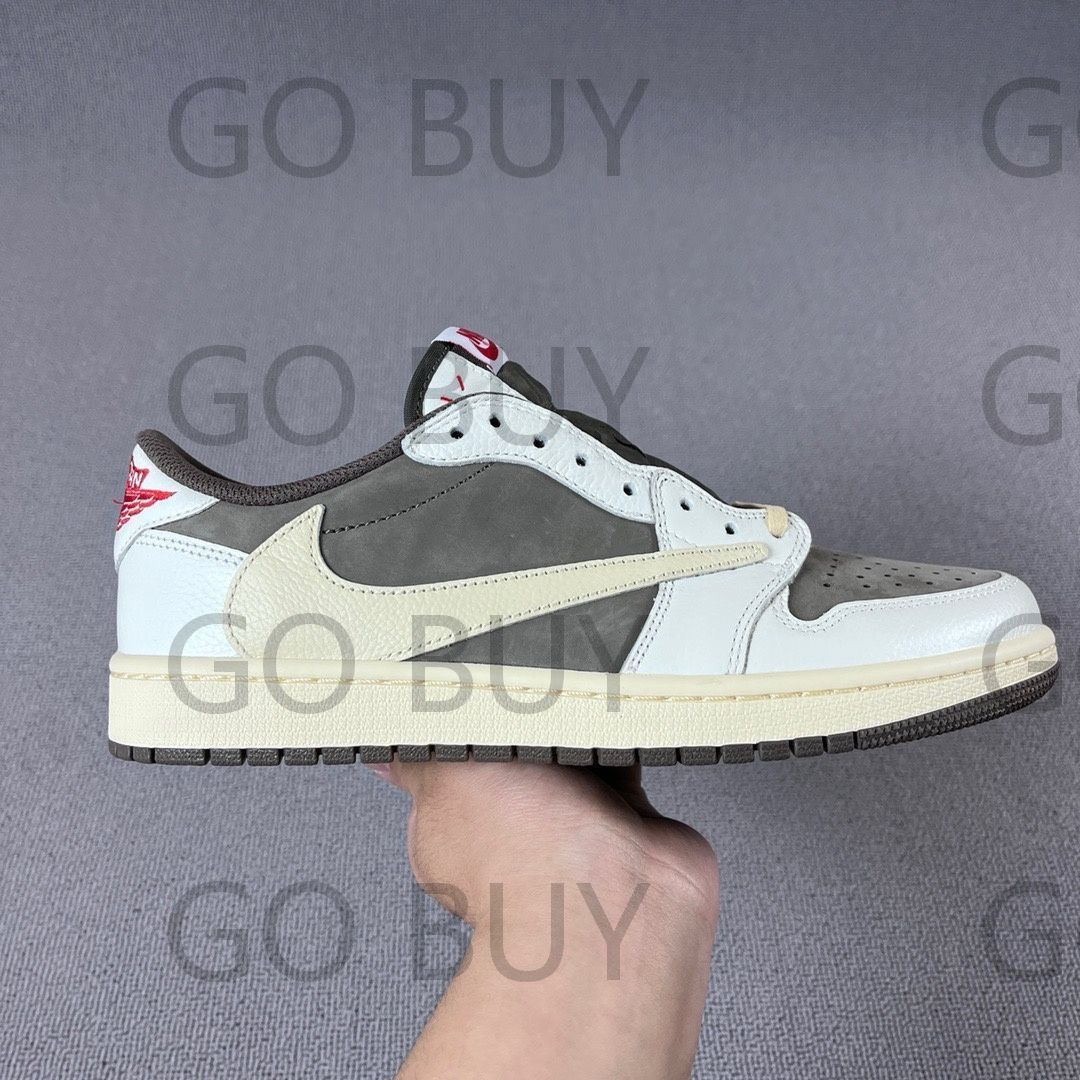 人気 Travis Scott x Fragment Design x Air Jordan 1Low OG SP Sail and Ridgerock メンズ スニーカー  箱付