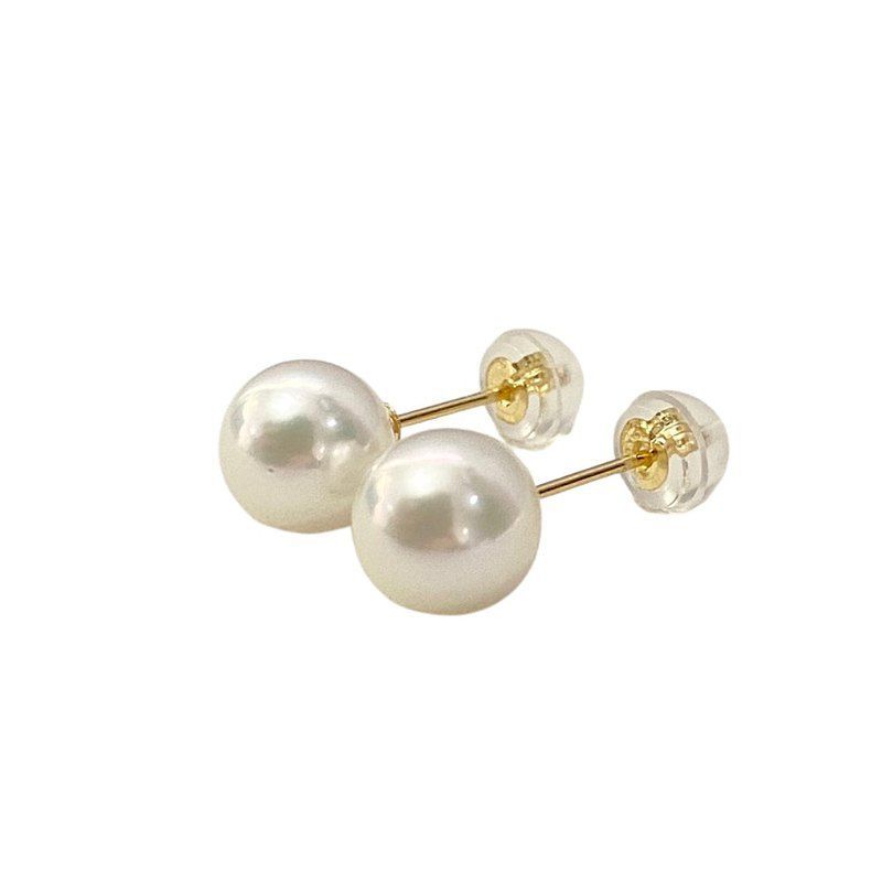 未使用品】K18YG ピアス アコヤ真珠 パール 8mm シトリン アクセサリー