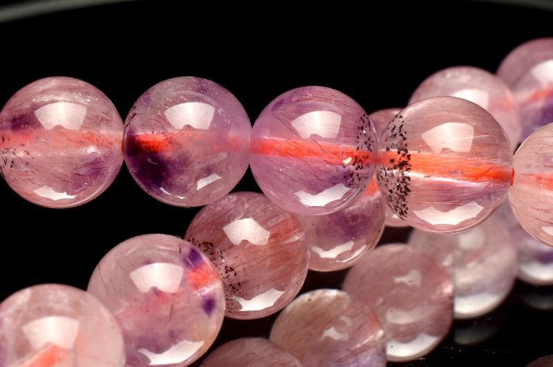 1点物】AA☆上質 ピンクスーパーセブンアメジスト 7.5mm ブレスレット