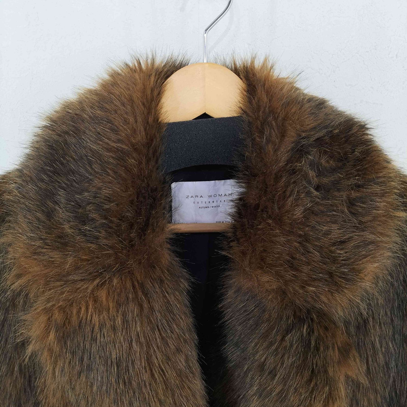 ZARA フェイクファーコート M ブラック
